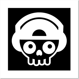 Skull With Headphones Minimalist Aesthetic Design Posters and Art